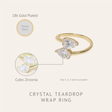 Ettika Gold Ring for Women - Stylish Teardrop Wrap Ring