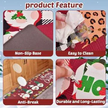 PRESENCE Christmas Kitchen Mats - Non-Slip & Washable Set