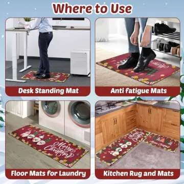 PRESENCE Christmas Kitchen Mats - Non-Slip & Washable Set