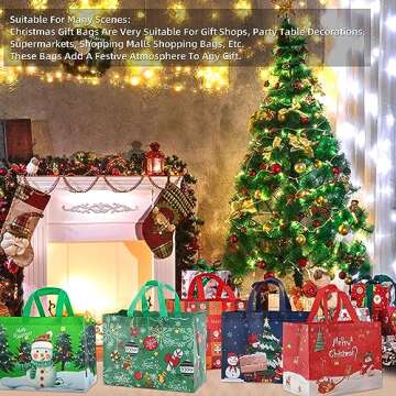 CVNDKN Christmas Gift Bags, 9 Reusable Tote Bags for Gifting
