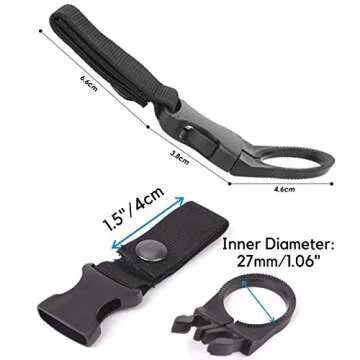 F Flammi 3Pcs Hanging Buckle Portable Water Bottle Ring Holder Mineral Water Bottle Clip for Backpack Belt Outdoor Camping Hiking Traveling (Black)