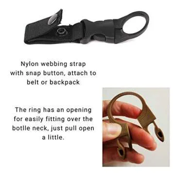 F Flammi 3Pcs Hanging Buckle Portable Water Bottle Ring Holder Mineral Water Bottle Clip for Backpack Belt Outdoor Camping Hiking Traveling (Black)