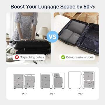 EPICKA 4 Set Ultra-Lightweight Compression Packing Cubes - Water Resistant Durable Travel Organizers Bags, Expandable Travel Accessories for Carry on, Luggage, Suitcase, Backpack (Dark Grey)