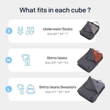 EPICKA 4 Set Ultra-Lightweight Compression Packing Cubes - Water Resistant Durable Travel Organizers Bags, Expandable Travel Accessories for Carry on, Luggage, Suitcase, Backpack (Dark Grey)