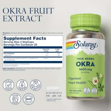 SOLARAY Okra Fruit 1600 mg Vegan Fiber Supplement
