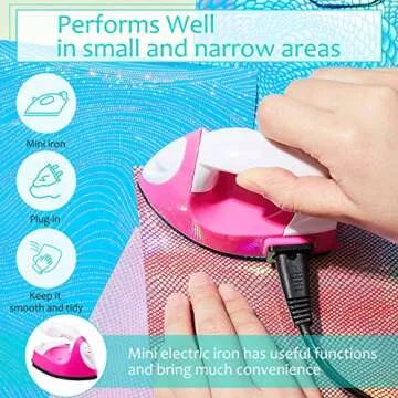 Mini Craft Iron Mini Heat Press Mini Iron Portable Handy Heat Press Small Iron with Charging Base Accessories for Fuse Beads Patch DIY Shoes T-shirts Heat Transfer Vinyl Projects(Pink)
