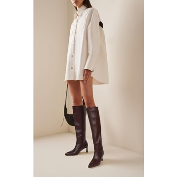 SOVANYOU Women's Brown Leather Knee High Boots Comfortable Stylish