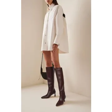 SOVANYOU Women's Brown Leather Knee High Boots Comfortable Stylish