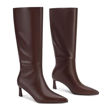 SOVANYOU Women's Brown Leather Knee High Boots Comfortable Stylish