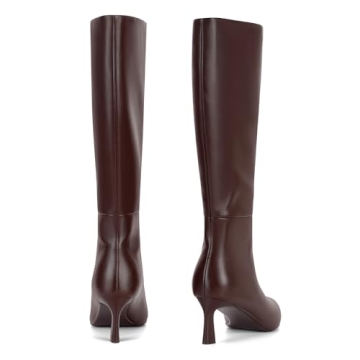 SOVANYOU Women's Brown Leather Knee High Boots Comfortable Stylish