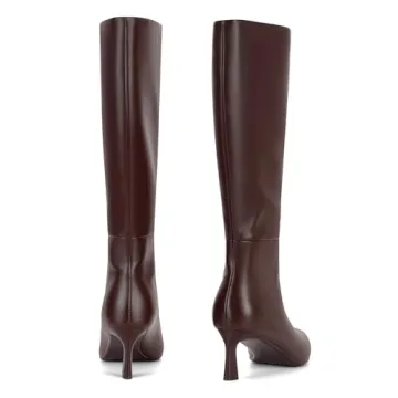 SOVANYOU Women's Brown Leather Knee High Boots Comfortable Stylish