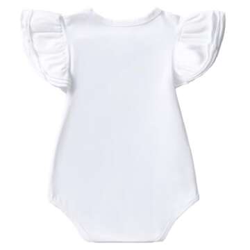 Y·J Back home Baby Girl Ruffle White Onesie Shirt Infant Cotton Clothes Toddler Suit Clothing Summe...