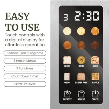 Elite Gourmet 4 Slice LCD Touch Toaster with Wide Slots