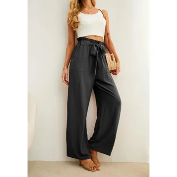 IWOLLENCE Women's Adjustable Wide Leg Pants with Pockets