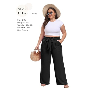 IWOLLENCE Women's Adjustable Wide Leg Pants with Pockets