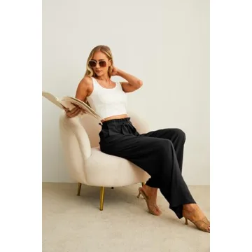 IWOLLENCE Women's Adjustable Wide Leg Pants with Pockets