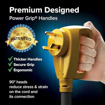 Camco Power Grip 25-Ft 30 Amp Camper/RV Extension Cord - Rated for 125V /3,750W - Features Heavy Dut...