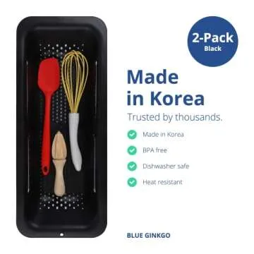 BLUE GINKGO Sink Colander Baskets - (Pack of 2) Wash Vegetables and Fruits, Drain Cooked Pasta and Dry Dishes - Extendable - New Home Kitchen Essentials (2 Black)