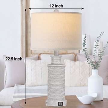 Stylish Touch Control Table Lamps with USB Charging Ports