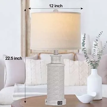 Stylish Touch Control Table Lamps with USB Charging Ports