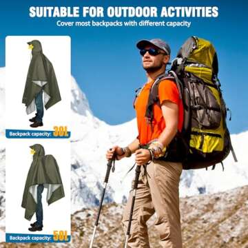 ANYOO Waterproof Hooded Rain Poncho for Adults