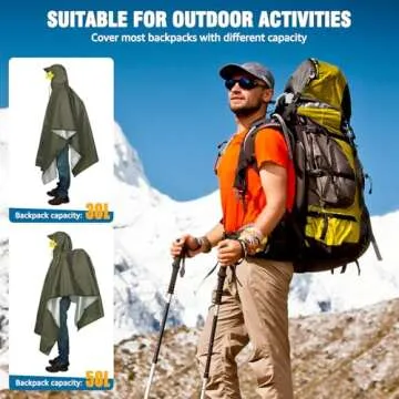 ANYOO Waterproof Hooded Rain Poncho for Adults