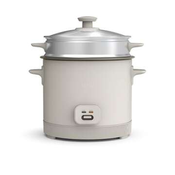 bella 16 Cup Rice Cooker with Steamer, Dishwasher Safe Steaming Basket, Rice Paddle and Measuring Cup, Removable Nonstick Cooking Bowl, Automatic Keep Warm Function​, 400 Watt, Oatmilk