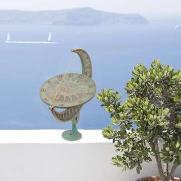 Whitehall Products 1273 Sun and Moon Sundial, Copper Verdi