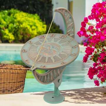 Whitehall Products 1273 Sun and Moon Sundial, Copper Verdi