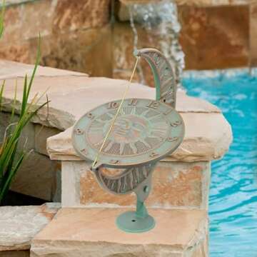 Whitehall Products 1273 Sun and Moon Sundial, Copper Verdi