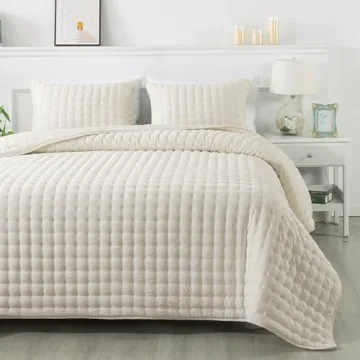 WDCOZY Ivory King Quilt Set for All Seasons | 3 Pieces