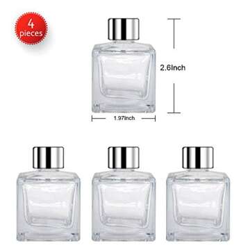 Feel Fragrance Glass Diffuser Bottles with Silver Caps - Set of 4, 50ml, Refillable and Stylish