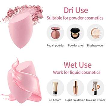 AJOKE 10 pcs Soft Makeup Sponge set Blender,Flawless Beauty Sponge Blenders for Dry & Wet Use,for Cream,Powder and Liquid,Multi-colored Makeup Sponges