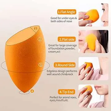 AJOKE 10 pcs Soft Makeup Sponge set Blender,Flawless Beauty Sponge Blenders for Dry & Wet Use,for Cream,Powder and Liquid,Multi-colored Makeup Sponges