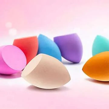 AJOKE 10 pcs Soft Makeup Sponge set Blender,Flawless Beauty Sponge Blenders for Dry & Wet Use,for Cream,Powder and Liquid,Multi-colored Makeup Sponges