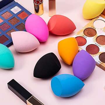 AJOKE 10 pcs Soft Makeup Sponge set Blender,Flawless Beauty Sponge Blenders for Dry & Wet Use,for Cream,Powder and Liquid,Multi-colored Makeup Sponges