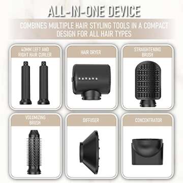 ilumin Ionic Air Styling High Speed Blow Dryer Hair Wrap System - 7 in 1 Hair Styling Tools - Diffus...