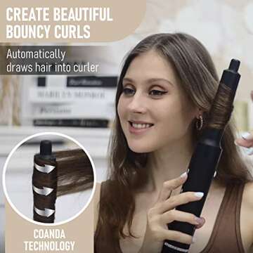 ilumin Ionic Air Styling High Speed Blow Dryer Hair Wrap System - 7 in 1 Hair Styling Tools - Diffuser, Curler, Volumizer, Straightening Brush - Air Flex Wrap Curling - Hot Hair Brush, Dupes