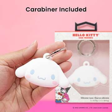 iFace Sanrio Friends Special Edition Silicone Protective Cover Designed for Apple AirTags [Cute Character Case] [Carabiner Keychain Clip Included] - Cinnamoroll