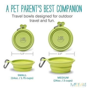 Messy Mutts Silicone Collapsible Bowl | Pet Travel Necessity | Portable Water or Food Dish | Pop Up Watering Bowl | Camping, Hiking, Walking Accessory | Large, 3 Cups | Green