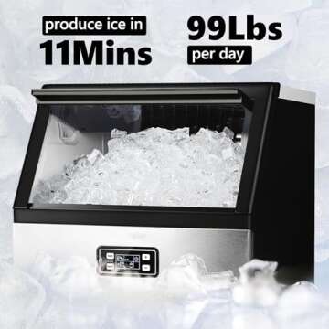 ICEVIVAL Commercial Ice Maker Machine, 88lbs/24H Under Counter ice Maker with 33lbs Ice Storage, Sel...