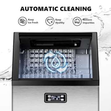 ICEVIVAL Commercial Ice Maker Machine, 88lbs/24H Under Counter ice Maker with 33lbs Ice Storage, Self-Cleaning, 24-Hour Timer Stainless Freestanding Ice Maker for Home/Party/Bar/Office
