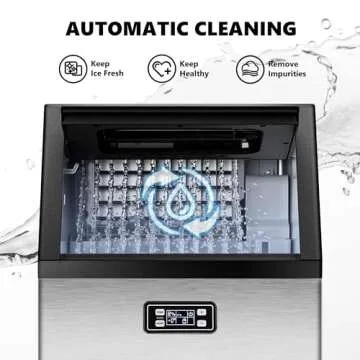 ICEVIVAL Commercial Ice Maker Machine, 88lbs/24H Under Counter ice Maker with 33lbs Ice Storage, Self-Cleaning, 24-Hour Timer Stainless Freestanding Ice Maker for Home/Party/Bar/Office