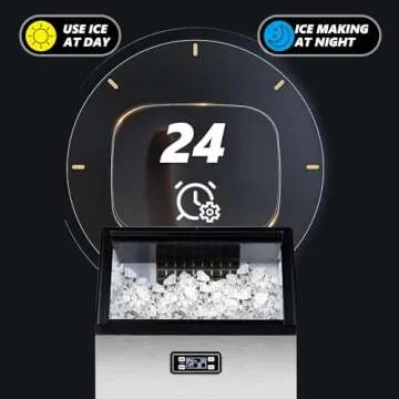 ICEVIVAL Commercial Ice Maker Machine, 88lbs/24H Under Counter ice Maker with 33lbs Ice Storage, Self-Cleaning, 24-Hour Timer Stainless Freestanding Ice Maker for Home/Party/Bar/Office