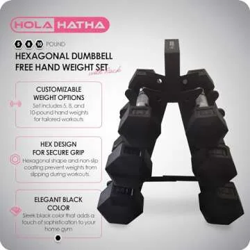 HolaHatha Dumbbell Weight Set with Storage Rack Stand, Ideal Strength Training Home Gym Workout Equi...