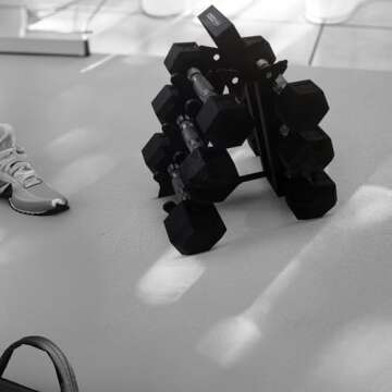 HolaHatha Dumbbell Weight Set with Storage Rack Stand, Ideal Strength Training Home Gym Workout Equipment for Muscle Toning, 46lb Set (5/8/10), Rubber Hex