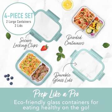 Bentgo Glass Leak-Proof Meal Prep Set | Eco-Friendly Food Storage
