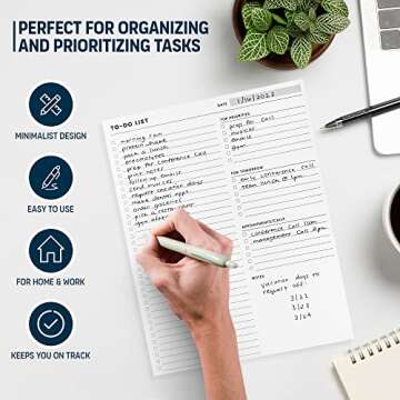 To Do List Notepad: With Multiple Functional Sections - Large Size 8.5x11" 52 Sheets - Tear Off Dail...