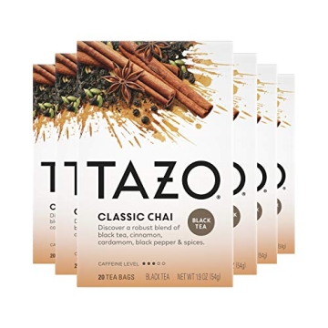 TAZO Black Chai Tea Bags, Flavorful Blend of Spices, 20 Count (Pack of 6)