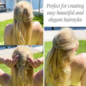 Camila Paris CP2941 French Hair Side Combs, Beige Pearl Interlocking Combs French Twist Hair Combs, ...